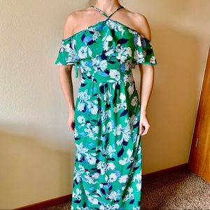 Green and Iris Print Dress (M)